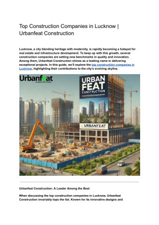 Top Construction Companies in Lucknow