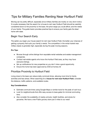 Tips for Military Families Renting Near Hurlburt Field