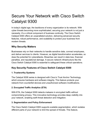Secure Your Network with Cisco Switch Catalyst 9300