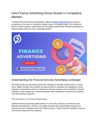 How Finance Advertising Drives Growth in Competitive Markets