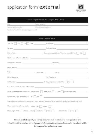 Woolworth Job Application (1)