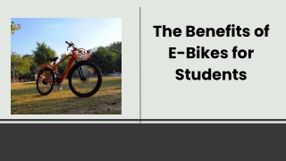 The Benefits of E-Bikes for Students