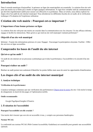 “Les étapes clés d’un audit du site internet municipal.”