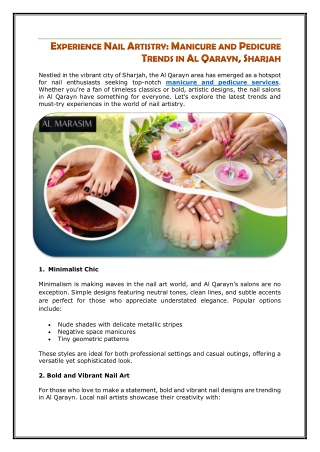 Experience Nail Artistry - Manicure and Pedicure Trends in Al Qarayn, Sharjah