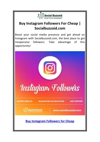 Buy Instagram Followers For Cheap  Socialbuzzoid.com