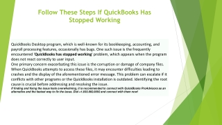 QuickBooks Has Stopped Working After Update? Try These Solution