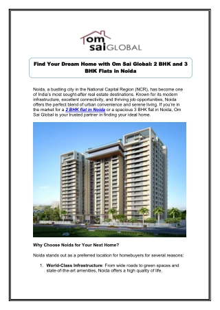 Find 3 BHK Flats in Noida - Om Sai Global