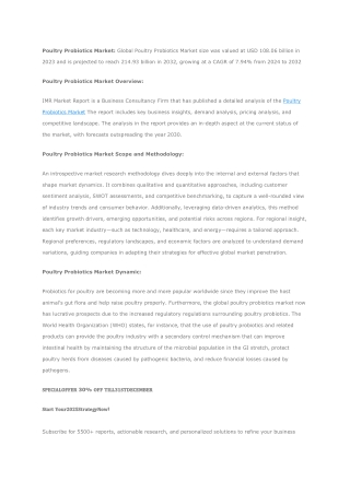 Poultry Probiotics Market Report by Type