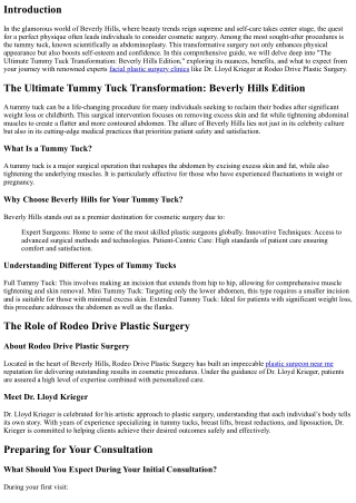 The Ultimate Tummy Tuck Transformation: Beverly Hills Edition