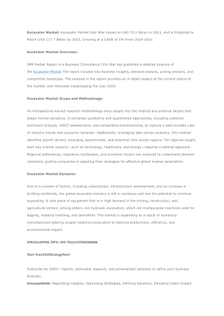 Excavator Market Global Industry Analysis and Forecast (2024-2032)