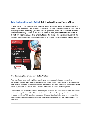 Data Analysis Course