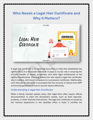 Who Needs a Legal Heir Certificate and Why It Matters_Corpbiz