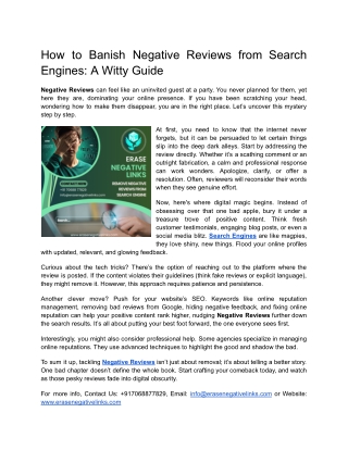 How to Banish Negative Reviews from Search Engines: A Witty Guide