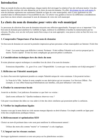 Le choix du nom de domaine pour votre site web municipal