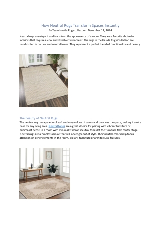 How Neutral Rugs Transform Spaces Instantly