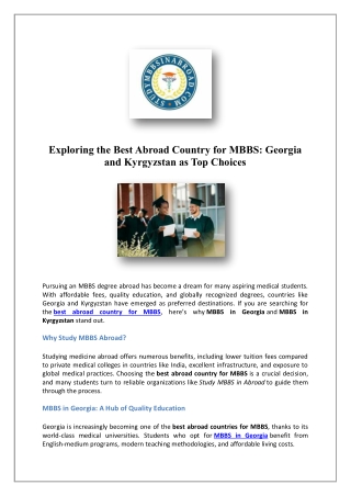 Mbbs In Abroad | Study MBBS in Abroad