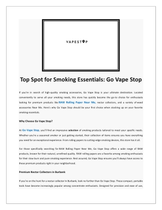 Smoke and Vape Shop in Burbank, IL | Vape Stop