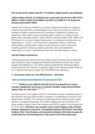 Indene (CAS 95-13-6) Market