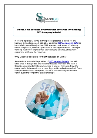 Get Affordable Seo Services in Delhi Now - SocialGo