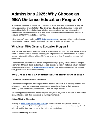 Admissions 2025_ Why Choose an MBA Distance Education Program