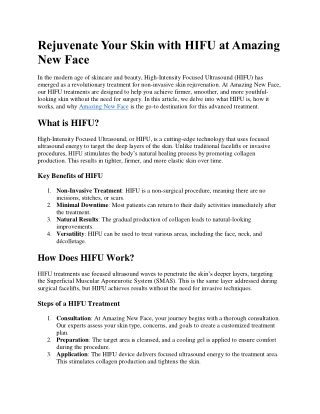 Experience Advanced HIFU Facial Rejuvenation