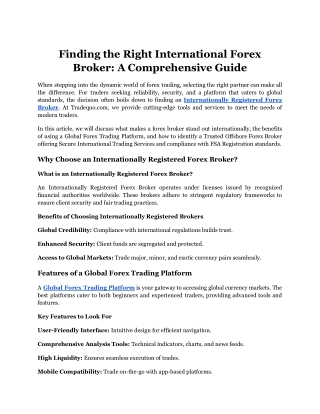 Trusted Offshore Forex Broker