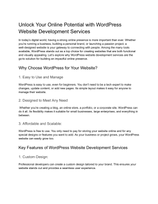 Professional WordPress Website Development Consultancy