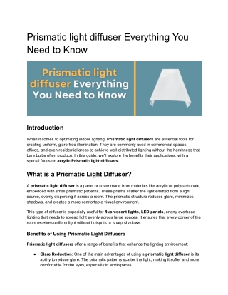 Prismatic light diffuser