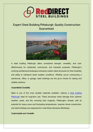 Expert Steel Building Pittsburgh