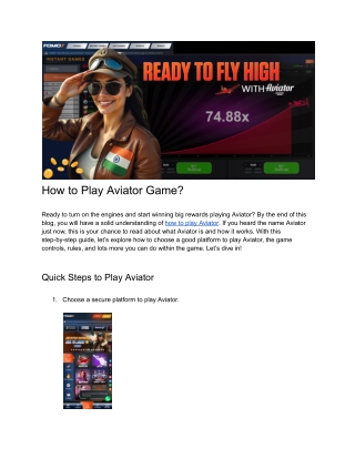 How to Play Aviator Online  Step by Step Guide
