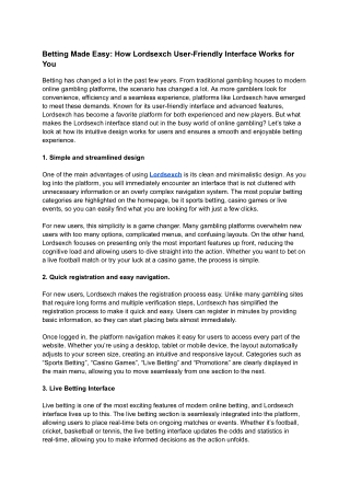 Betting Made Easy_ How Lordsexch User-Friendly Interface Works for You