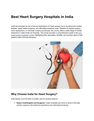 Best Heart Surgery Hospitals in India