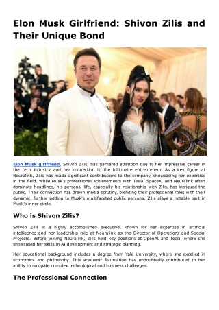 Elon Musk Girlfriend: Shivon Zilis and Their Unique Bond