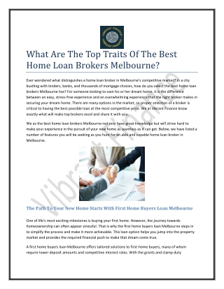 What Are The Top Traits Of The Best Home Loan Brokers Melbourne?