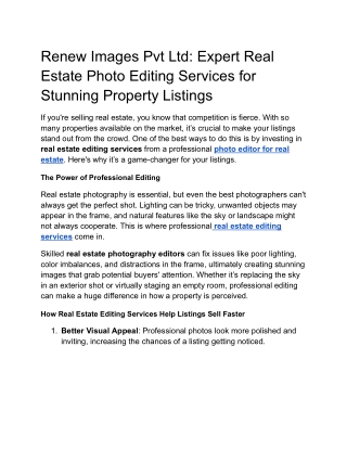 How Real Estate Editing Services Can Boost Your Listings: Tips from Renew Images