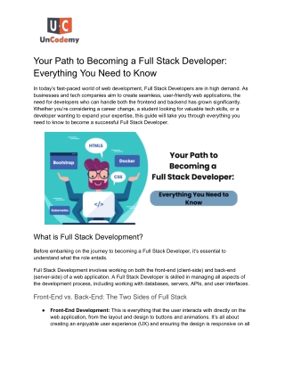 Your Path to Becoming a Full Stack Developer: Everything You Need to Know