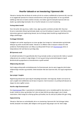 Hvorfor takvask er en investering i hjemmet ditt