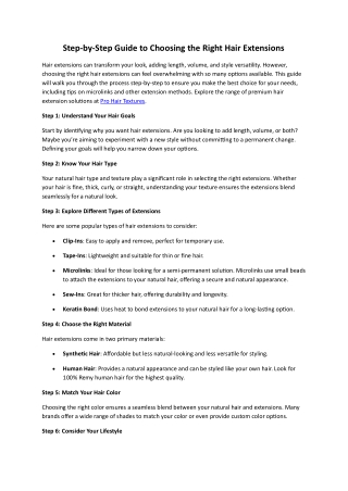 Step-by-Step Guide to Choosing the Right Hair Extensions