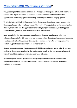 can i get nbi clearance online