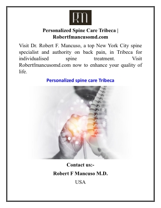 Personalized Spine Care Tribeca  Robertfmancusomd