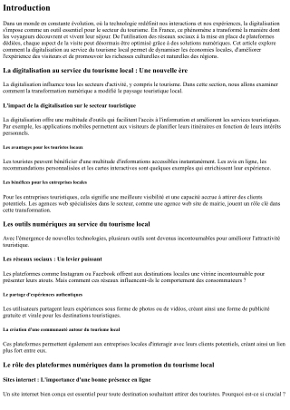 La digitalisation au service du tourisme local