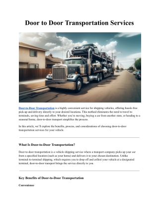 Door to Door Transportation Services