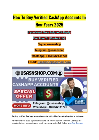 How To Buy Verified CashApp Accounts In New Years 2025
