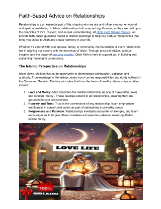 Faith-Based Advice on Relationships