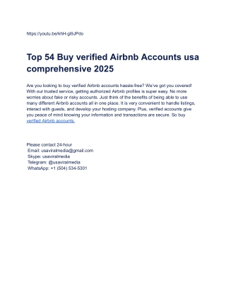 Top 54 Buy verified Airbnb Accounts usa  comprehensive 2025