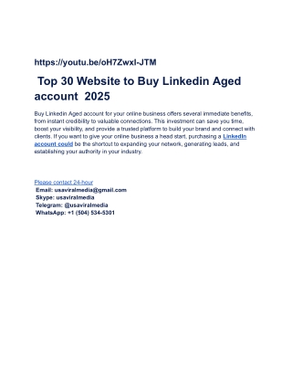 Top 30 Website to Buy Linkedin Aged account  2025