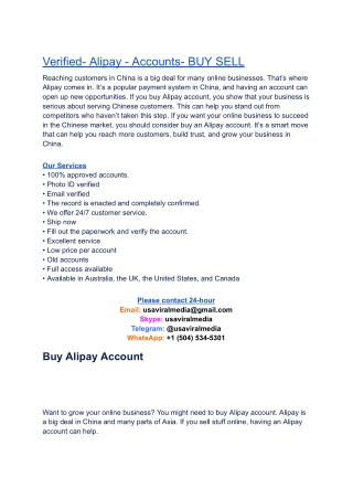 Verified- Alipay - Accounts- BUY SELL