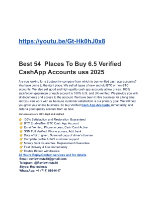 Best 54  Places To Buy 6.5 Verified CashApp Accounts usa 2025