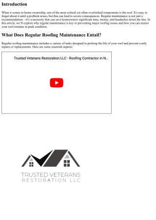 “Why Regular Maintenance is Key to Preventing Major Roofing Issues”