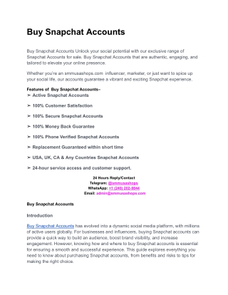 Buy Snapchat Accounts